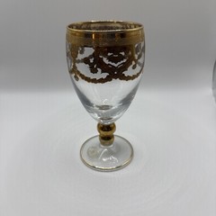 J Preziosi Lavorato A Mano Made in Italy Wine Glass Goblets Gold Trim ✨Lovely