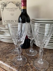 Vintage Cherbourg French Lead Crystal by WM Dalton lot of 4 Wine Glasses France