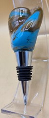 James Hayes Abstract Blown Glass Wine Stopper, Heavy, Blue & Brown EXCELLENT
