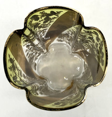 Antique Moser Bohemian Quadrefoil Citron Glass w/Silver & Gold Enamel Decoration