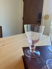 (6) Vintage MCM Pink 4oz Glasses Bar Ware Drinking Liquor Ball Stem Cocktail