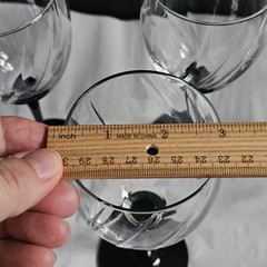 Vintage Luminarc France Domino Gothic Black Stem Wine Glass Set Of 8