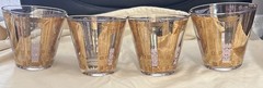 4 Vintage Gold And Pink Old Fashion Cocktail Glasses