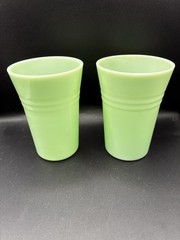 Vintage Jadite Opaque Glass Tumbler Set of 2, Glossy Finish, 3.25″ x 5″