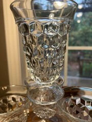 VINTAGE Fostoria American Water Tea Glasses 5 3/4” Footed Cubist Tumbler Flared