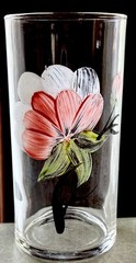 1930’s Federal Glass Gold Rim 12 oz. Glasses Set of 2 Pink & White Flowers RARE