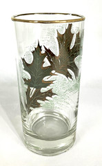 MCM Glasses w/ Gold Oak Leaf Design Set of 3 Barware Vintage. GOOD QUALITY!