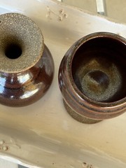 2 Pottery Stoneware Wine Goblet Chalice Hand Crafted Rusty Glaze Beautiful
