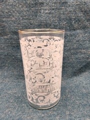 Anchor Hocking CHANTILLY Tumbler Glass Gold Edge 5 Inches Tall MCM Barware