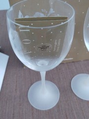 Avon Hummingbird Etched Crystal Collection 2 Large Wine Goblets New