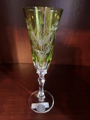 Varga Art Crystal Yellow Green St Tropez Fluted Champagne Glass Beautiful