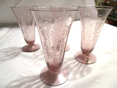 Rare Fostoria Vernon Lavender / Orchid 5 1/4 inch Iced Tea Goblet Set of 4