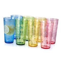 Mixed Drinkware 26-ounce Plastic Tumbler Acrylic Water Glasses, set of 8