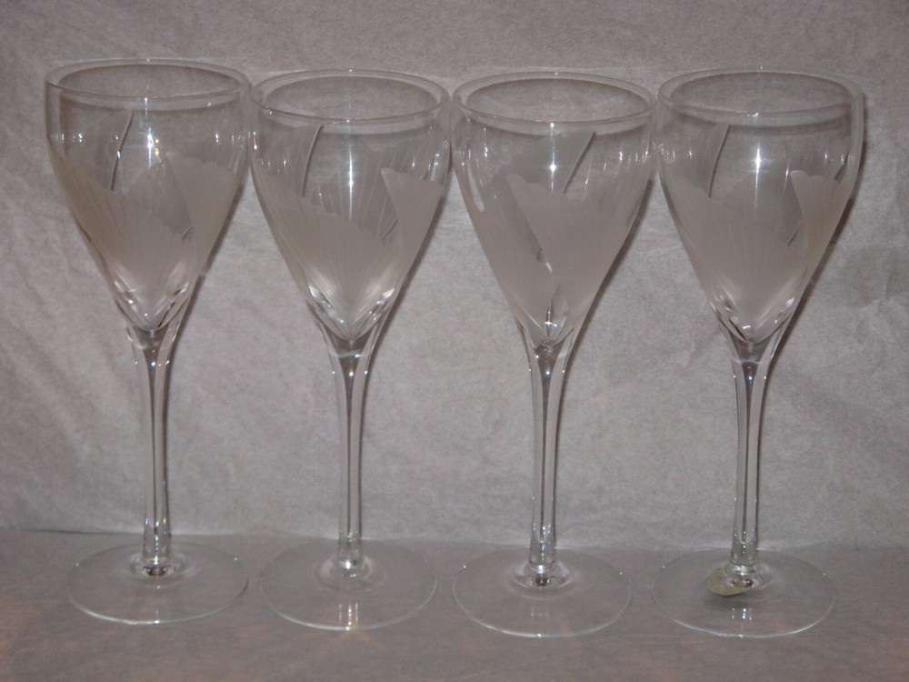 Lenox FANLIGHT Crystal Stemware 8″ Wine Glasses / Water Goblets x 4