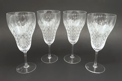 SET 4 ROSENTHAL Crystal ROMANCE II MOTIF Etched 7 5/8″ Water Goblets Glasses #1