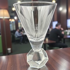 Vintage Prism Clear Glass Martini Cocktail Glasses 6.25″ Diamond Faceted Base