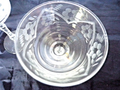 Libbey ROCK SHARPE 3500 Set 4 Champagne/tall Sherbet Grey Cut Etched Floral 40s