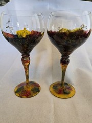 Vintage Euroglass Curtea Sticlarului Hand Painted Wine Glasses (2)