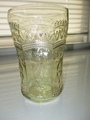 4 Vintage Amber Depression Glass Patrician 4.25″ Small Tumbers/Glasses