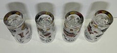 VTG Casino Tumbler Glasses Man Cave Game Night Dice Poker Roulette 6” Set of 4