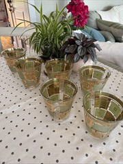 22K GILDED GEORGE BRIARD MID CENTURY Gold 6 GLASSES ROCKS Town & Country