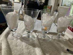 Vintage Fostoria Rose Crystal Ice Tea Goblets 4 Pack