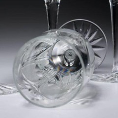Contemporary Modern Cut Crystal Tulip Flower Champagne Flute 9″ 4pc Set A