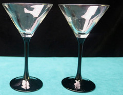 Luminarc Domino Signature Black Stem 3 Liquor Martini Glasses 6.5 » France 4 oz