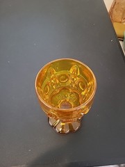1 Kanawha Amber Glass Bulls Eye & Daisy Goblet
