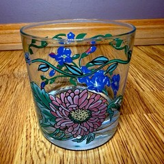 International Tableworks Terrace Blossoms (4) Double Old Fashioned Glasses EUC