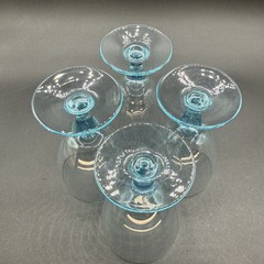 4 Vintage Bryce Glass Mode Cerulean Blue Mid-century Water Wine Ice Tea Glasses