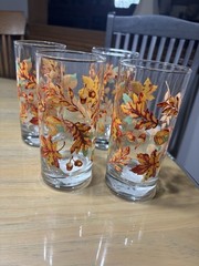 Vintage Greenbrier Autum Leaves & Acorn Tumblers Set Of 4