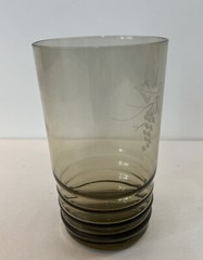 Smoky Gray With Etched Grapes Juice Glass (4 1/4 Inch Tall)