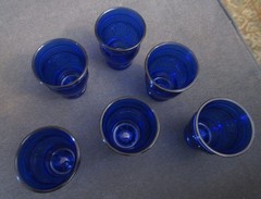 Set of 6 Vintage Maryland Glass Cobalt Blue «Ring O Rings» Shot Glasses jgx