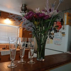 Beautiful Vintage Crystal Champagne Glasses, Set Of 3