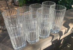 Set-8 Vtg Crystal D Arques Durand Tumbler Ribbed Square 4oz Flat Quadrille 4.5″