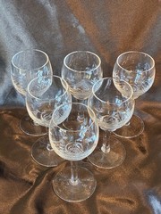 Javit Vintage Cordial Hand Etched Crystal Clipper Ship Glasses Set Of 6