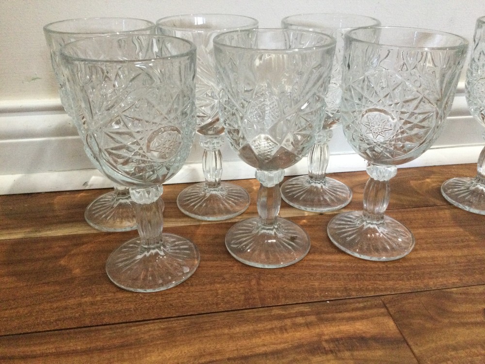 Sets 6 (or 5) Libbey Hobstar Star of David Wine Water Goblets Glass MINT READ