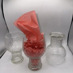 Vtg Indiana Glass Bark Goblet Water Tree Texture Footed Glass Tumbler *Set of 3*