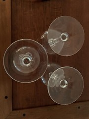 Set of (3) Vintage 7-Inch 8 oz. Lovely Etched Crystal Clear Glass Wine Glasses