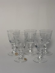 Cordial glasses Vintage Price Made In Poland Set Of 5 Wafer Stem 1966 Discontinu