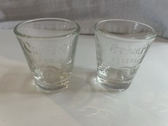 Set Of 2-Calvert Reserve Shot Glasses With Letter A &B In Relief: 1940-1950