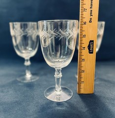 «Lot of 3″ Vintage Fostoria Crystal Holly 6.25» Tall Water Goblet