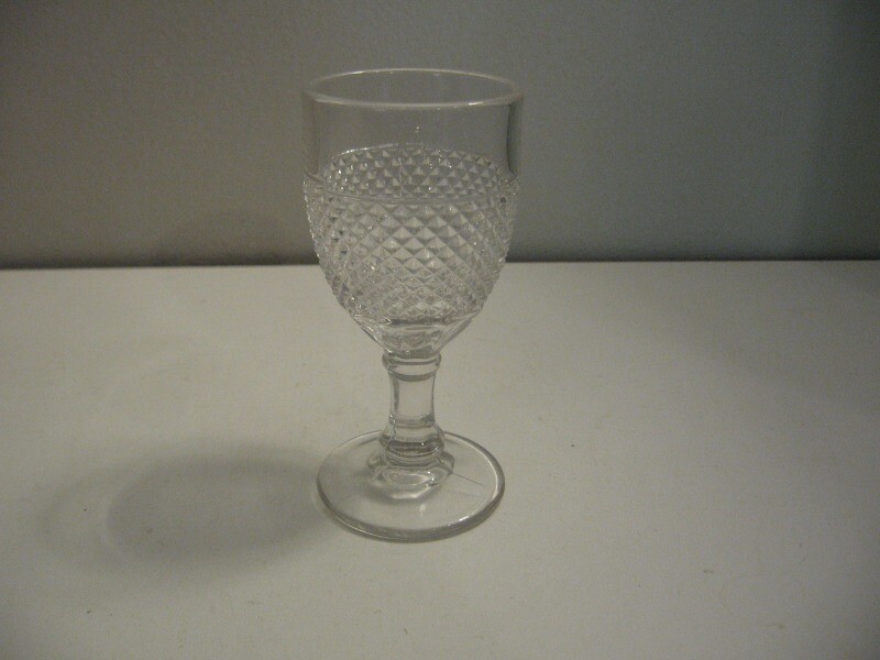 EAPG Cordial Glass Clear Diamond 4 1/4″ Height VGC