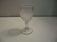 EAPG Cordial Glass Clear Diamond 4 1/4″ Height VGC