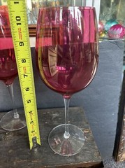 Large balloon tall wine Neiman Marcus red cranberry glasses set of 4 Glass