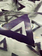 Vintage Mid-Century Modern Highball Glasses, Set of 8, purple Abstract Triangle