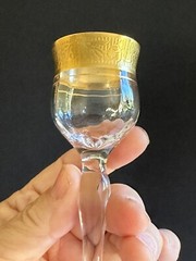 4 Ransgil Rambler Rose Optic Clear Cordial Glasses 1oz Gold Rim 4” Rare