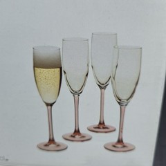 Vintage Luminarc 4 Champagne Glasses Pink & Clear La Flute Rosee Glass France