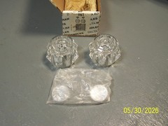 Set of 2 Large Clear Crystal ball Delta Handles H61 NOS